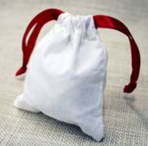 Cream Cotton Bag with Satin Ribbon Draw Strings